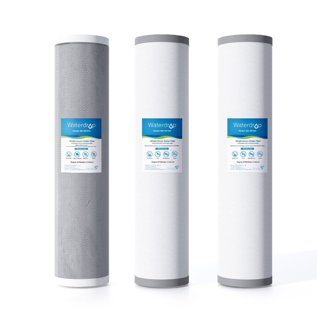 Replacement WD-WF20FG for WD-WHF3T-FG Whole House 3-stage Filter System – Reduces Iron & Manganese