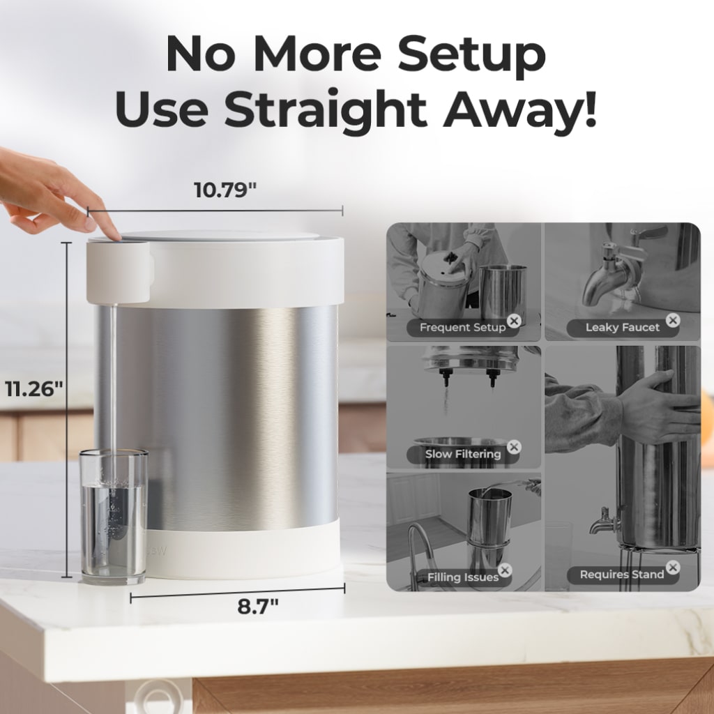 Waterdrop 5-Stage Stainless Steel Countertop Water Filter, Reduces Lead, Chlorine, Cadmium & More