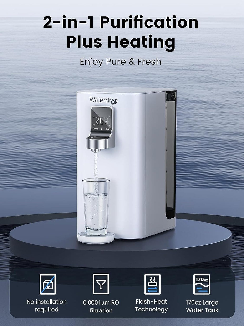 K19-H Instant Hot Countertop RO System with an Extra One-Year Filter Combo