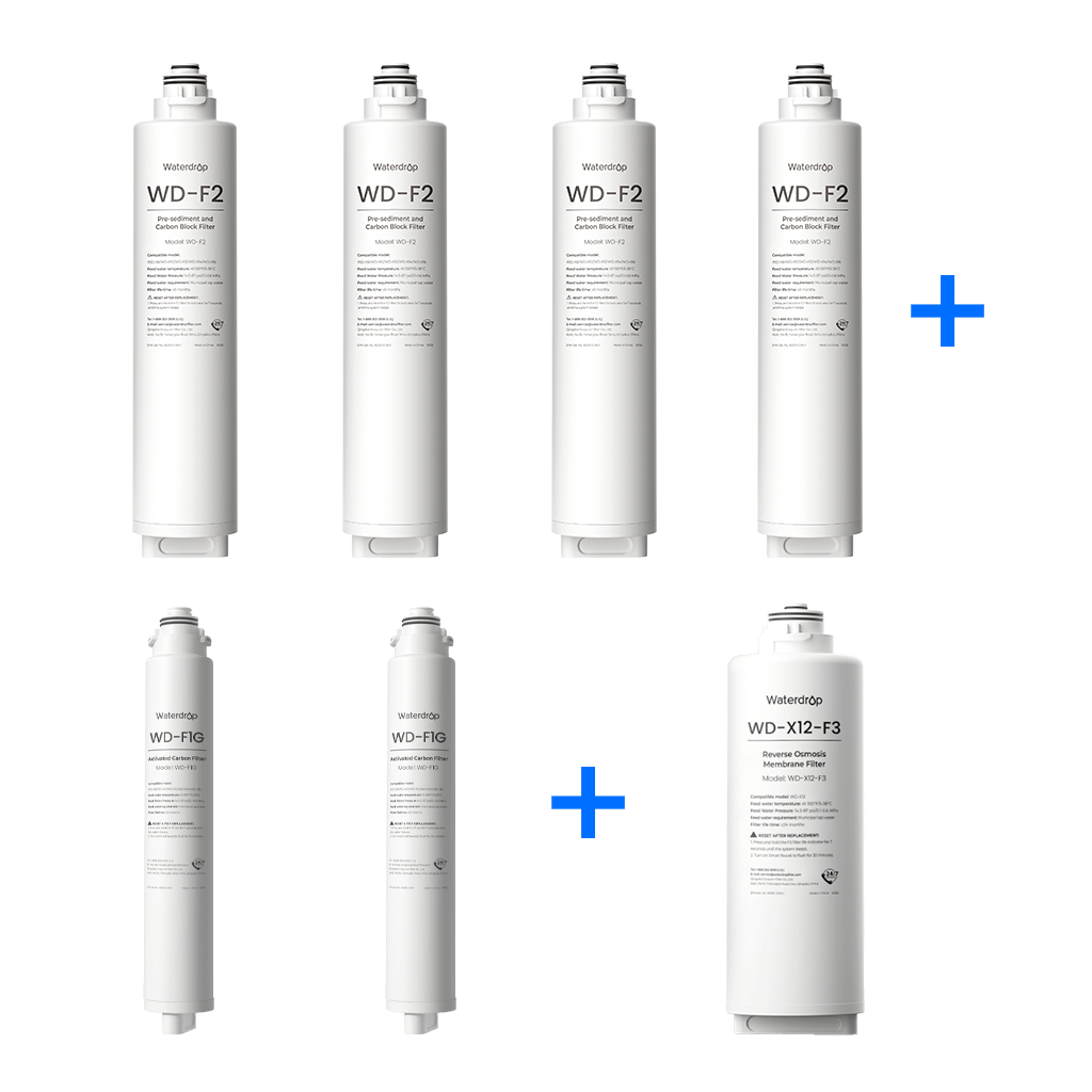 Waterdrop X12-Basic RO System Replacement Filter Combo Set - 1200GPD