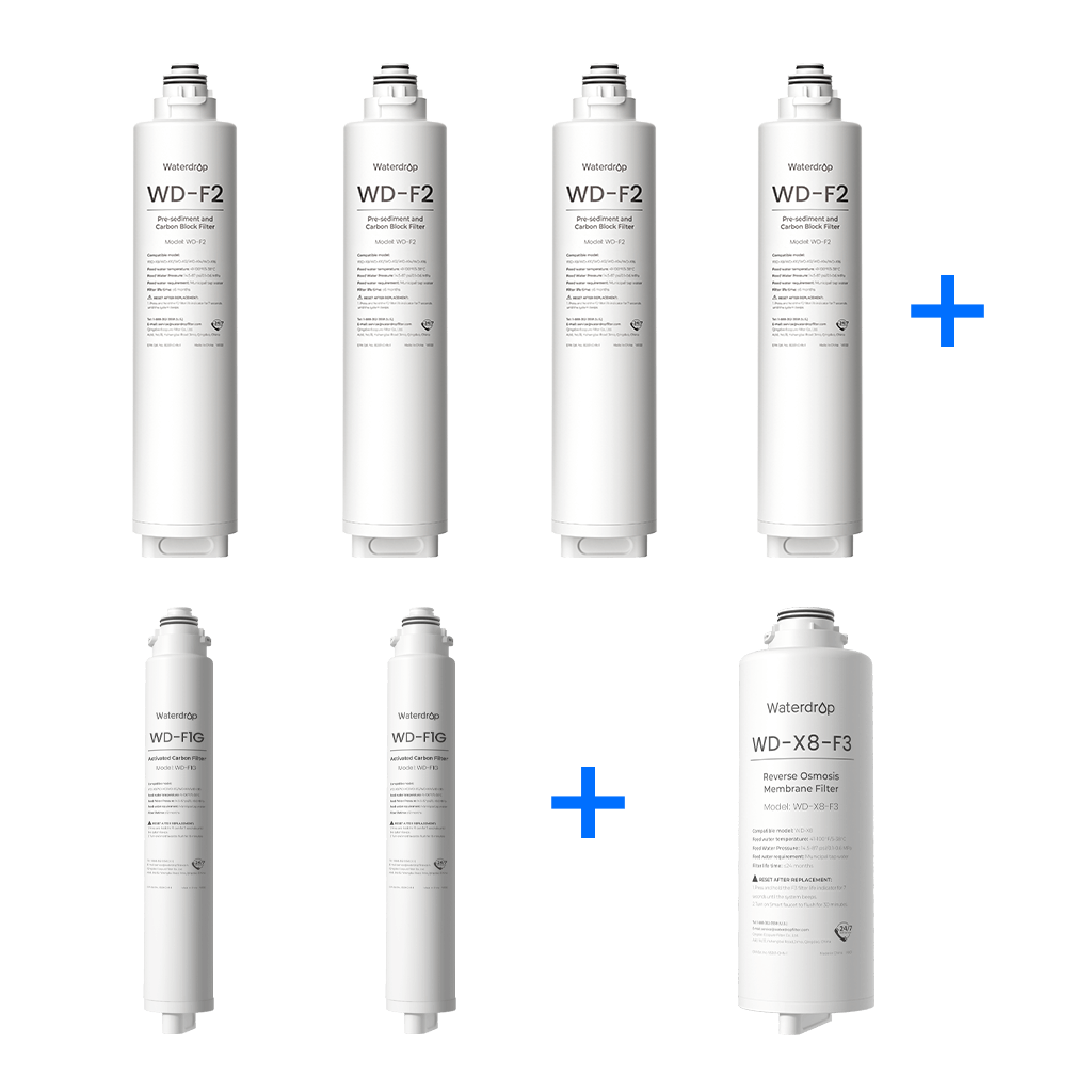 Waterdrop X8 RO System Replacement Filter Combo Set - 800GPD