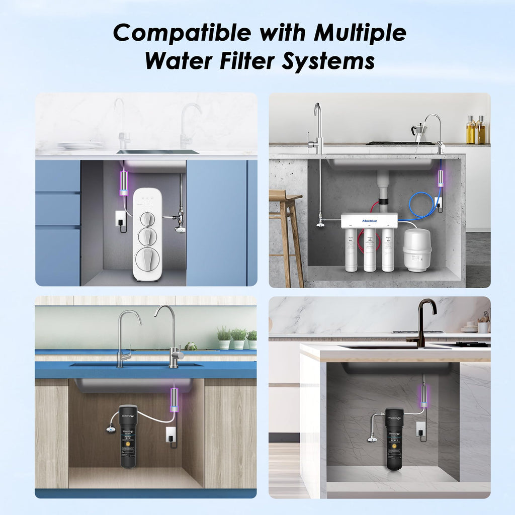 Waterdrop LED UV Water Filter for Under Sink & RO System, Mercury-Free, FCC Certified, Stainless Steel