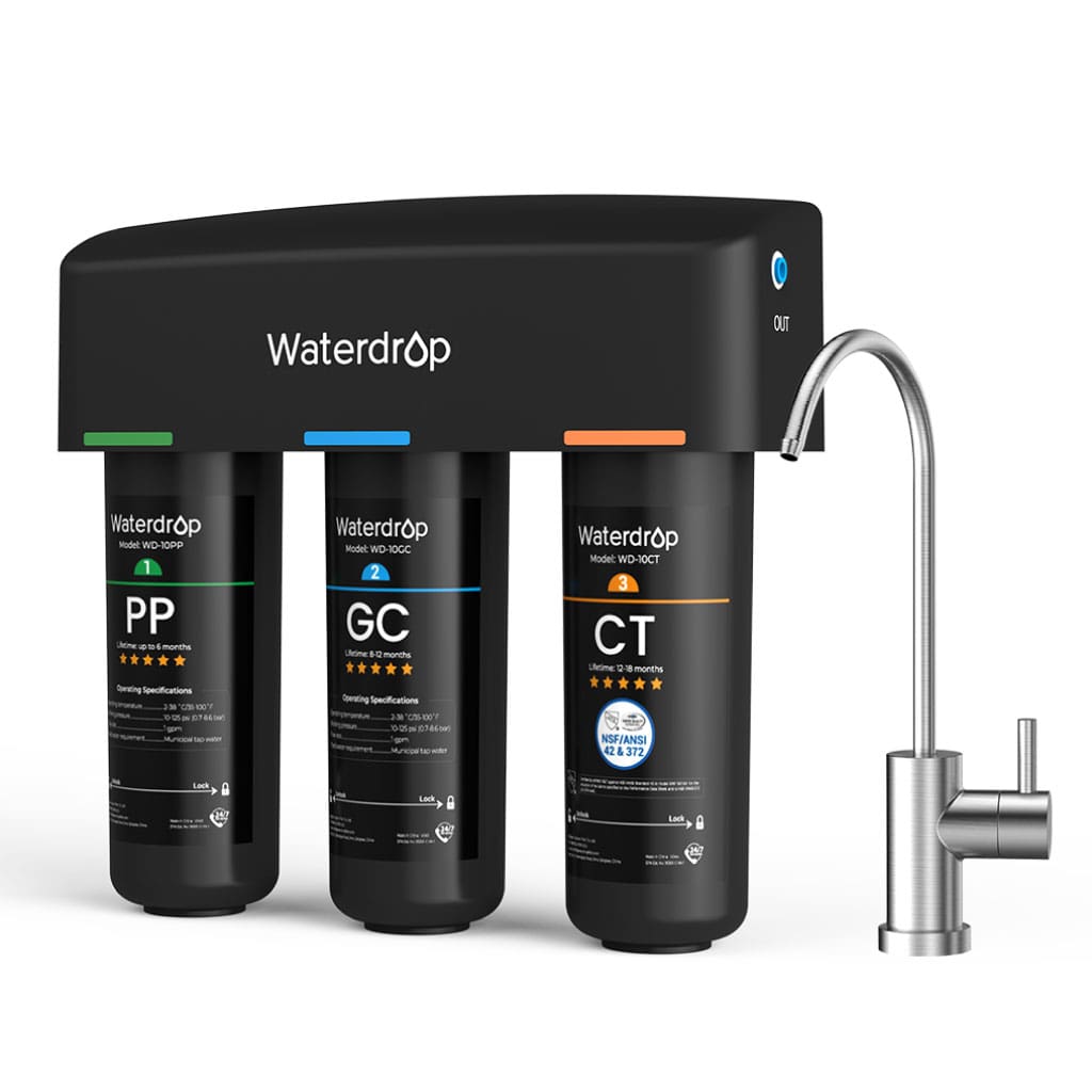3-stage Under Counter Water Filter System with Dedicated Faucet Waterdrop TSB