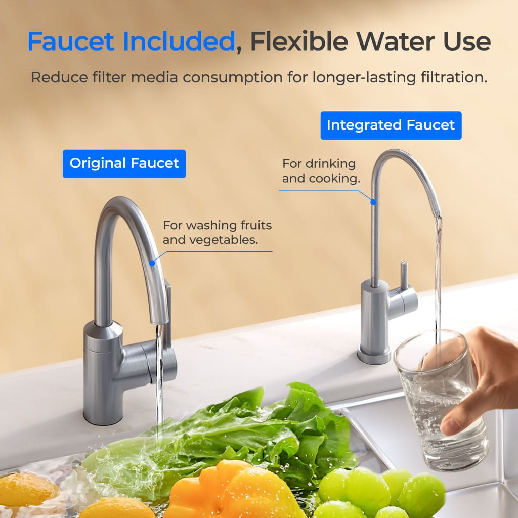 3-stage Under Counter Water Filter System with Dedicated Faucet Waterdrop TSB