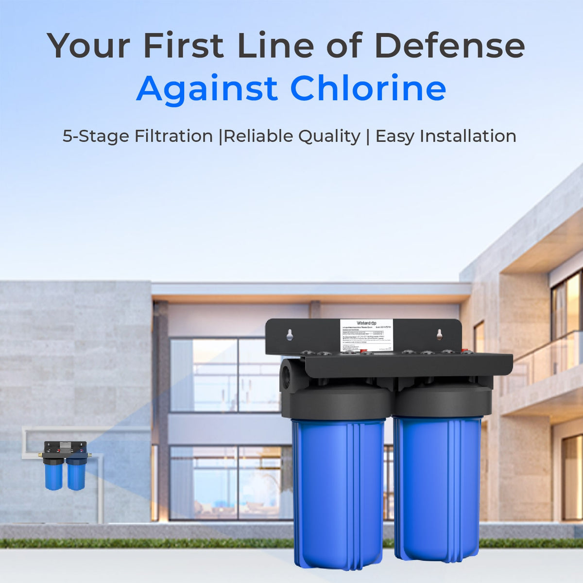 Waterdrop WD-WHF21-PG Whole House Water Filtration System with Iron and Manganese Removal Filter Cartridges