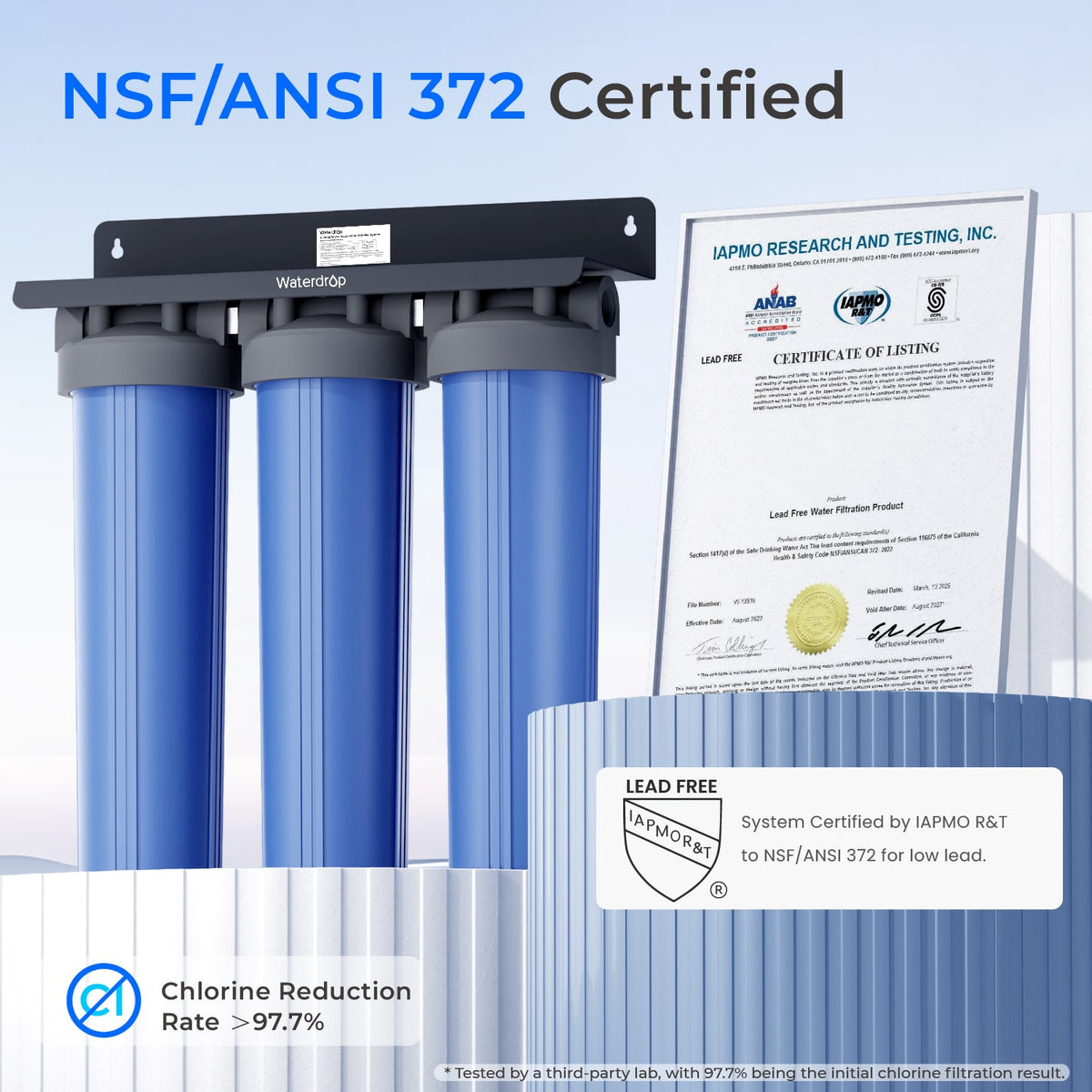 Waterdrop 3-Stage Whole House Water Filter System with Carbon Filter & Sediment Filter