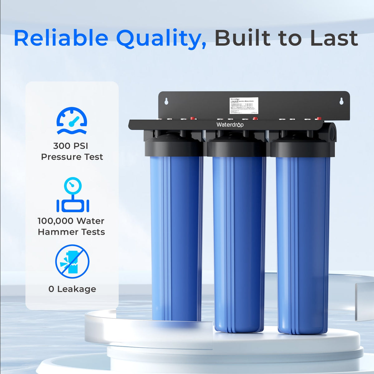 Waterdrop 3-Stage Whole House Water Filter System | Reduce Iron & Manganese