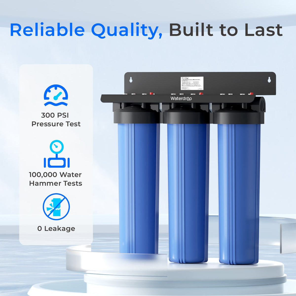 Waterdrop 3-Stage Whole House Water Filter System with Carbon Filter & Sediment Filter