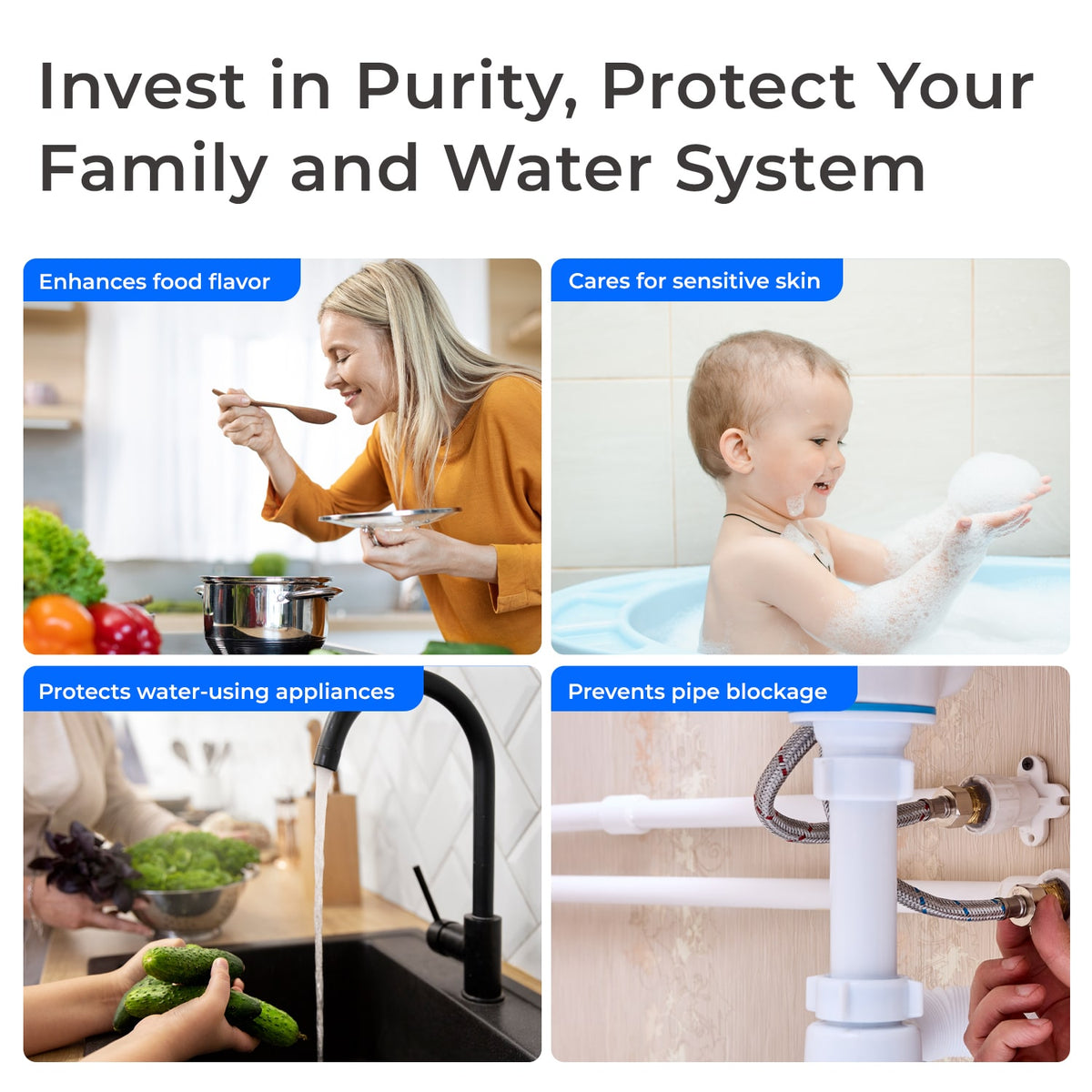 Waterdrop 3-Stage Whole House Water Filter System with Carbon Filter & Sediment Filter