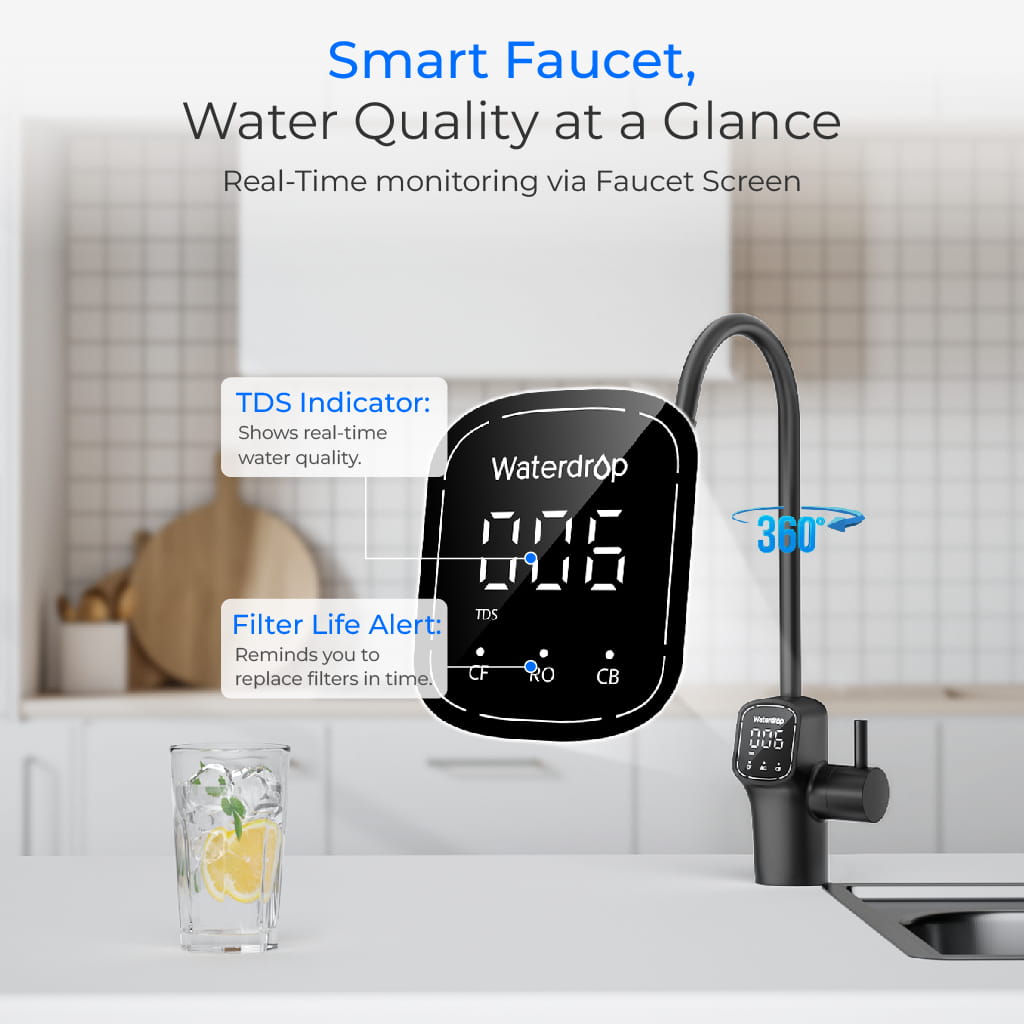 Waterdrop G3P600 Undersink Tankless Reverse Osmosis System - Black Faucet