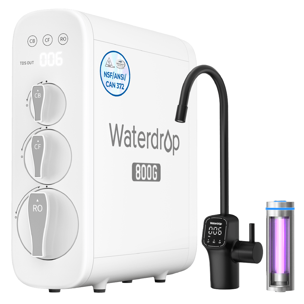 Waterdrop G3P800 Undersink Tankless Reverse Osmosis System - Black Faucet
