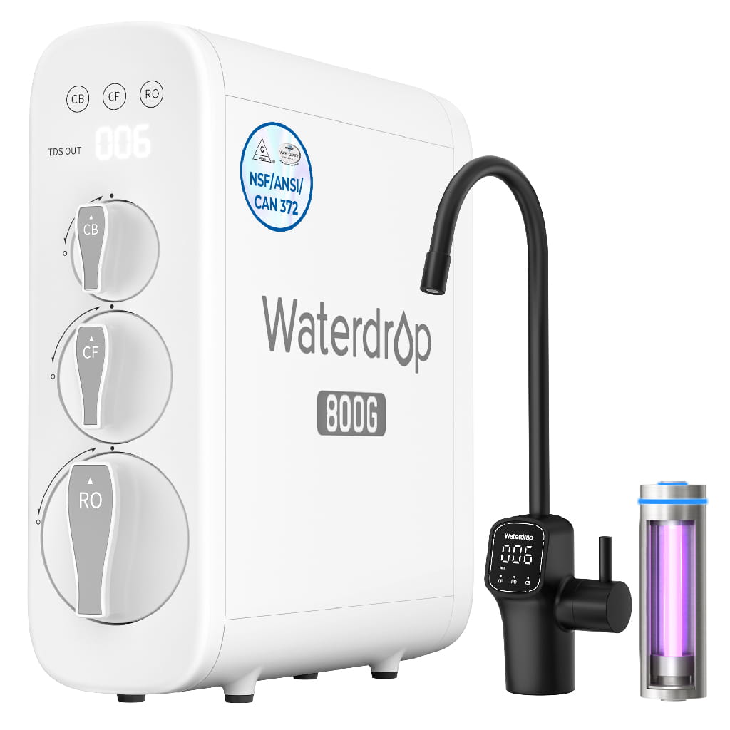 Waterdrop G3P800 Undersink Tankless Reverse Osmosis System - Black Faucet