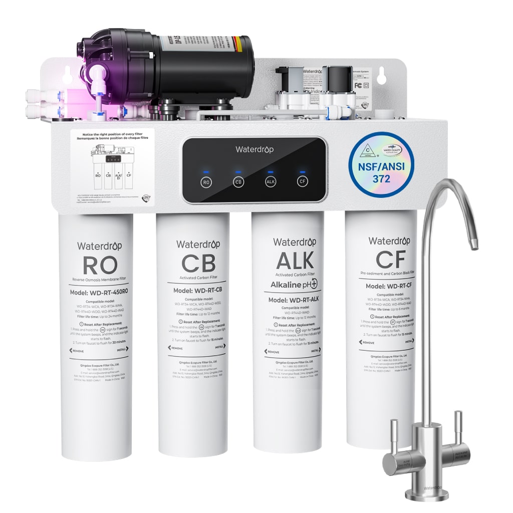Waterdrop T4-A 450GPD Alkaline Dual Flow Reverse Osmosis System