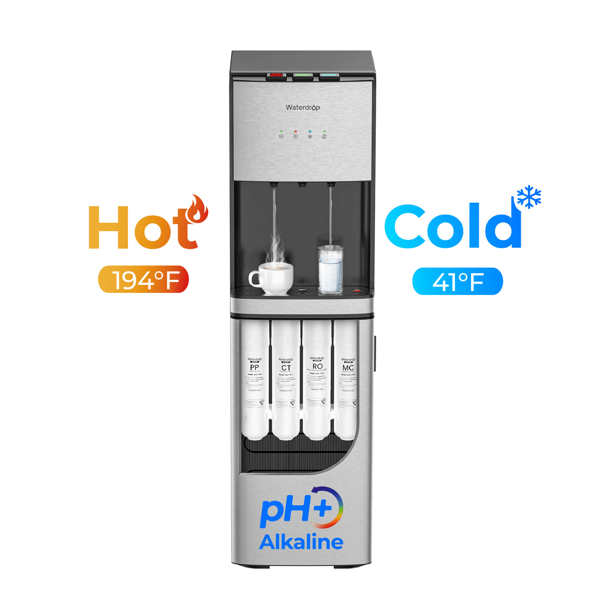 Waterdrop Y1CH Mineral Reverse Osmosis Bottleless Water Cooler, Silver