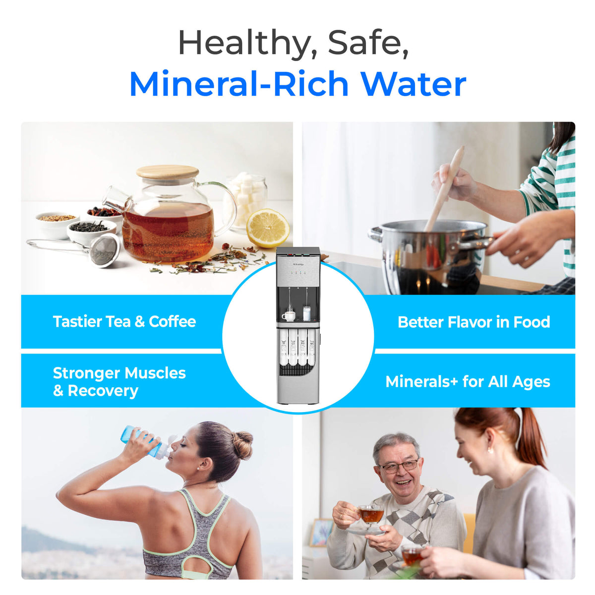 Waterdrop Y1CH Mineral Reverse Osmosis Bottleless Water Cooler, Silver