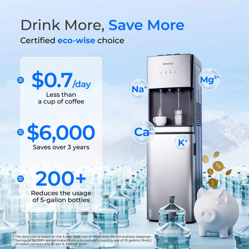 Waterdrop Y1CH Mineral Reverse Osmosis Bottleless Water Cooler, Silver