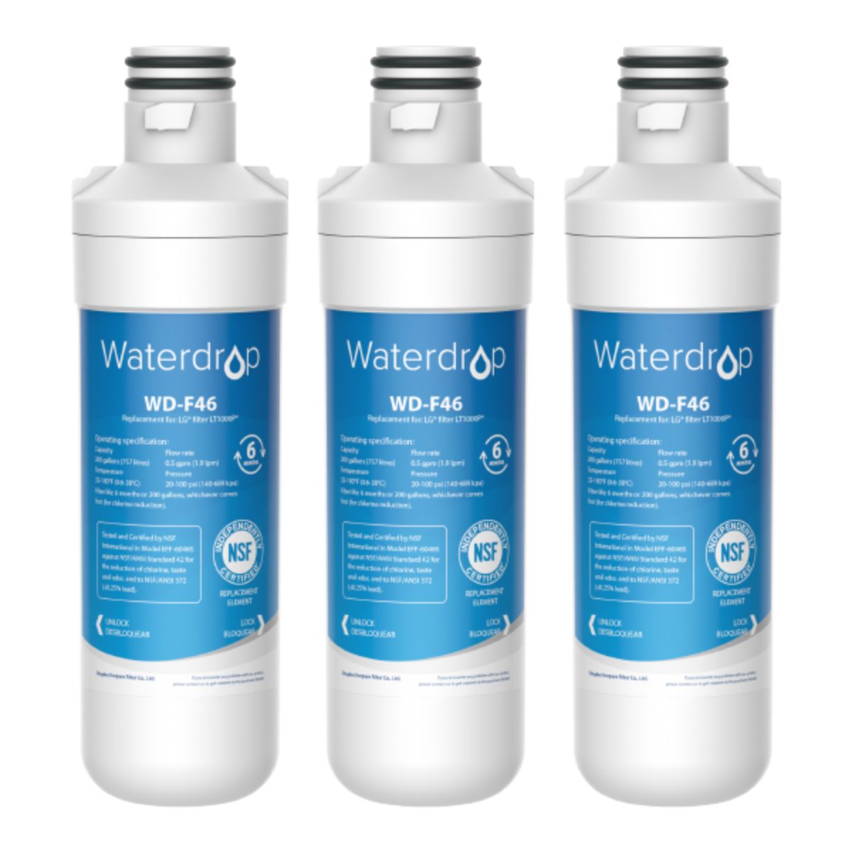 Waterdrop Replacement for LG LT1000P Refrigerator Water Filter